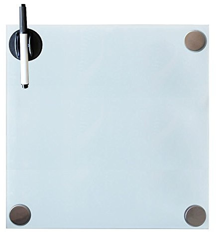 Melko Glasmagnettafel, Whiteboard, Glasboard, Magnetwand, Pinnwand, 45 x 45 x 0,4 cm, Weiß