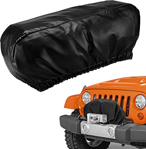 SEVEN SPARTA Winch Cover Heavy Duty Waterproof Winch Protection Cover, Dust-Proof,Universal Winch Protective Cover for Electric Winches Up to 17500 Lbs, 24” W x 10” H x 7” D (1 Pcs Black)