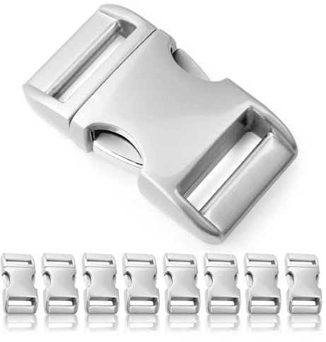 Ganzoo Metall-Klickverschluss Alumaxx, 8 Stück, 1 1/4 / Klippverschluss/Steckschließer/Steckverschluss für Paracord-Armbänder, Hunde-Halsbänder, Rucksack, Oberfläche Glanz verzinkt, Farbe: silber