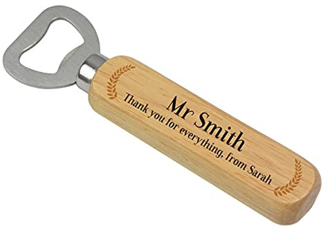 Personalised Teacher Wooden Bottle Opener Gifts - Unique Female Male Teacher Thank You Gifts - Drinks Bottle Opener Gifts for Teacher, Sports Coach, Head Teacher - School Leaving Gifts