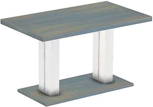 B.R.A.S.I.L.-Möbel Brasilmöbel Säulentisch Rio UNO 140x80 cm Taubengrau Weiß Tisch Esstisch Pinie Massivholz Esszimmertisch Holz Küchentisch Echtholz Größe und Farbe wählbar