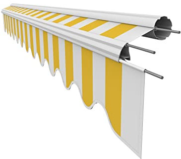 VANA Markisenstoff mit Volant für 3,5 x 3 m Markisen Ersatzstoff Markisentuch Bespannung Sonnenschutz fertig genäht Maß Tuch 3,38 x 3 m Volant 3,38 x 0,21 m Design SPD021