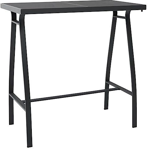 vidaXL Garten-Bartisch Schwarz 110x60x110 cm Hartglas, Stehtisch, Gartentisch, Balkontisch, Outdoor-Tisch, Terrassentisch, Esstisch, Garten Bartisch