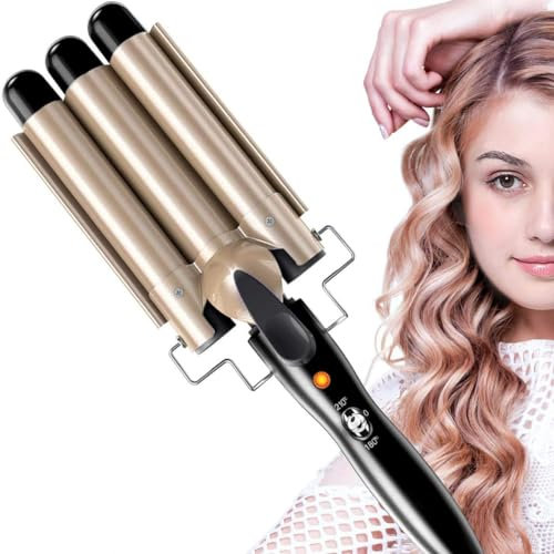 Dreifache Fässer Lockenstab - Professional 25mm Lockenwickler, Wellenstyler Turmalin Keramik Digitale Temperaturanzeige für Lange/kurze Haare