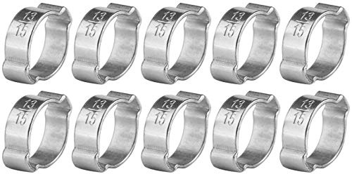 10 Stück Schlauchklemme 13/15 Schelle Stahlklemme OHR Schellen, Verzinkte Edelstahl-Zweiohr-Schlauchschelle 5-23 mm für Fule Benzinrohrrohr Silikon- oder Gummischlauch(13-15Mm)