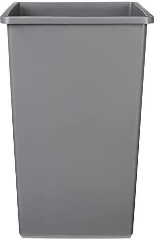 Amazon Basics Square Waste Container, Open Top, Space Saving, 25 Gallons, Grey, Pack of 2