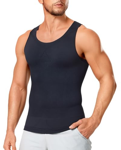 Compression Shirts for Men Shapewear Slimming Body Shaper Waist Trainer Vest Workout Tank Tops Abdomen Undershirts (Black, 3X-Large-4X-Large)