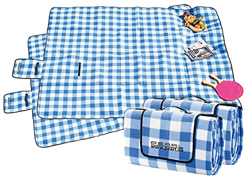 PEARL Picknickdecke gepolstert: 2er-Set Fleece-Picknick-Decken mit wasserabweisender Unterseite (Isodecke Camping, Strand Picknick Decken, Zelt)