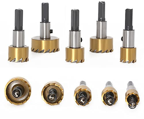 TOPWAY HSS Lochsägen Set 5 Stück, Lochsäge Metall, 16-30mm Hochwertiger 4341 Stahl Metall Kernschneider Öffner Bohrer Rundschneidwerkzeug für Edelstahl Kupfer Eisen Kunststoff Holz PVC