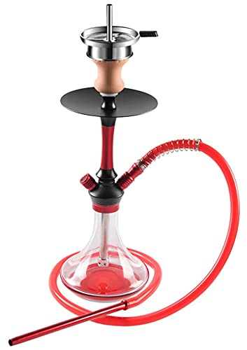 chicha 1 Tuyau Narguilé Chicha Ensemble Complet Tuyaux D'eau pour Fumer, Narguilé en Verre Vase a Eau Bars (Color : Red)