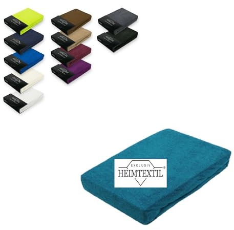 EXKLUSIV HEIMTEXTIL Sábana bajera ajustable de rizo de marca premium, 60-70 x 140 cm, color petróleo