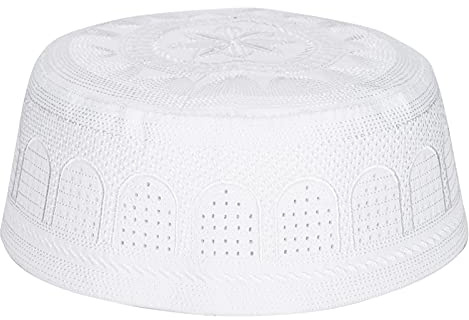 Hapivida Kufi Hut, Leichte Baumwollmütze Größe 57 | Atmungsaktive Polyester-Baumwolle mit Stickerei Männer und Jungen, für Ramadan und Eid Gebet