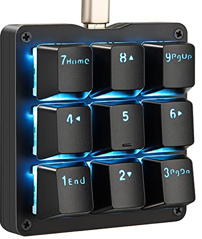 Koolertron Einhand Mini Tastatur mit 9 Voll Programmierbaren Tasten | Mechanische Gaming Tastatur mit RGB-Beleuchtung, Gaming Tastatur für Windows Mac Schreibkraft PC Gamer Spiele Büro Medien