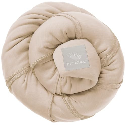 manduca Sling - Babytragetuch - Elastische Babytrage für Neugeborene von der Geburt bis zu 15 kg - Bio-Baumwolle - GOTS zertifiziert,Powder