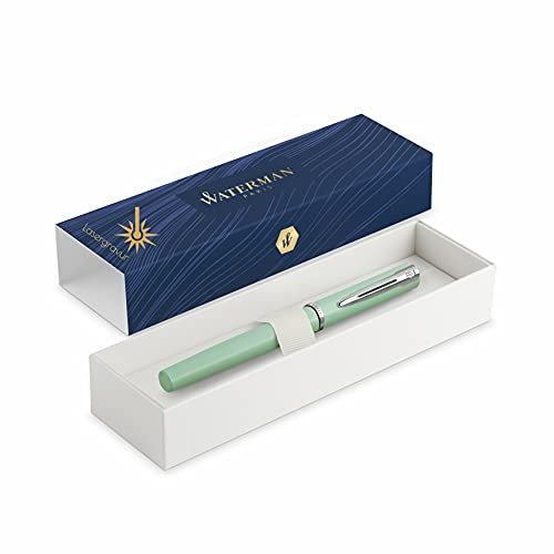 Waterman Allure Füller mit Gravur | in Pastell-Grün| Geschenk für Mann und Frau | inspiriert von Pariser Mode | personalisiert | graviert|Blaue Tinte|Feine Spitze (Mint Green, Füllfederhalter)