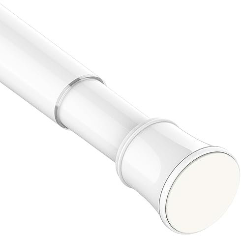 Vorhangstange ohne Bohren Verstellbare Teleskopstange Gardinenstange belastbare Klemmstange zum Ausziehen durch Drehen Verstellbar, für ihre Gardinen, Trennwand und Balkon 1Stück 75-145CM Weiß