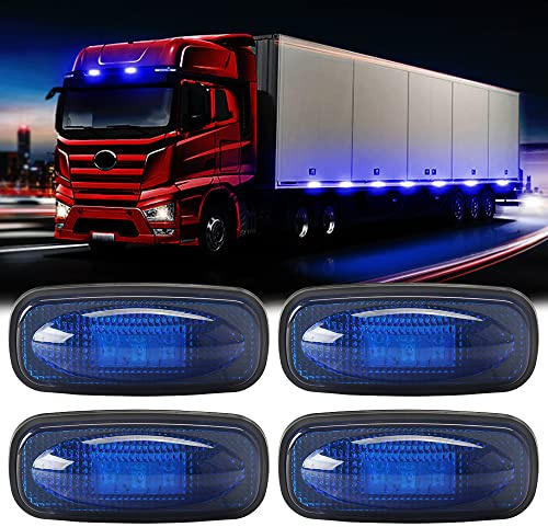 Yifengshun 4pcs 3LED Feux De Position LatéRaux Bleu 12-24V Feu De Remorque Super Lumineux Et éTanche Applicables Pour Camion Camping-Car Camion RV Bateau Avant ArrièRe Feux De Gabarit Pour