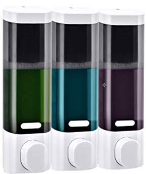 Dosificador Jabón/Reutilizable Botella para Jabón Desinfectante for las manos botella de loción dispensador de jabón caja de tres habitaciones Soap Box Y WC ducha baño montado en la pared desinfectant