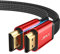 JSAUX Cavo HDMI 4K 5 Metri [60Hz, 2.0, 18Gbps] Piatto Ad Alta Velocità, Nylon Intrecciato, Supporto 3D HDR UHD 2160p 1080p Ethernet ARC per PS3/4 TV PC, Rosso