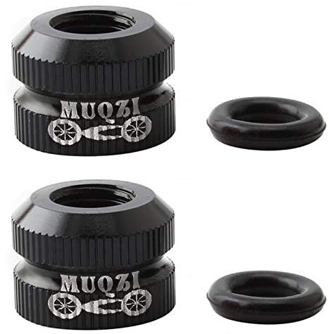 2 Stück Fahrradventilmutter M6 Vakuum Fahrradreifen Ventilkappen Mountain Road Bikes Zubehör (Schwarz)