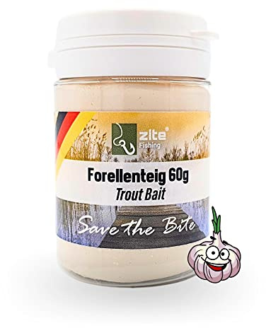 Zite Fishing Forellenteig mit Knoblauch-Aroma 60g – Fängige Forellenpaste | Schwimmend als Forellenköder – Trout Bait Teigköder in knalligen Neonfarben mit Glitter, Forellen Teig