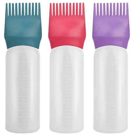 Gezimetie Wurzelkamm-Applikator-Flasche mit Kopfhaut-Massagegerät, Bürstenkamm, 3 Stück, Haarfärbemittel und Kopfhautbehandlungswerkzeuge