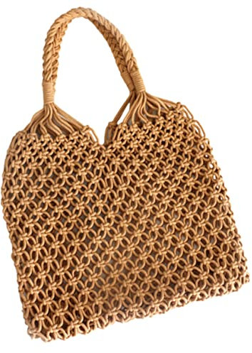 Cabilock Bolsa De Playa Tejida Mano De Bolsa De Hombro Grande De Verano Tote De Playa Diseño De Malla Para Compras y Fiestas