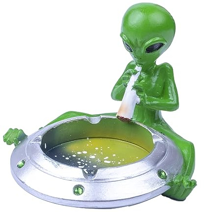 Yblenic Cenicero fresco para cigarrillos, cenicero de fantasía alienígena decoración para oficina en casa, regalos de adorno (diamante)