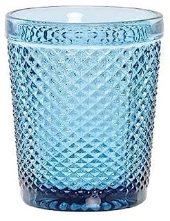 Bibihome Set da 6 Bicchieri in Cristallo Blu di Item International | Finemente Intagliati e Molto Resistenti 240 ml | Eleganti e Perfetti per Acqua, Vino, Cocktail e Tavola Raffinata in Ogni Occasione