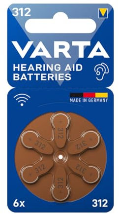 Varta 393569 Knopfbatterien für Hörgeräte V312 6 Stück