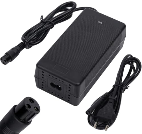 XUNNIU Caricatore Hoverboard 54,6 V 2 A, caricabatterie elettrico a 3 pin, adattatore di alimentazione per 48 V, batteria universale, per scooter elettrici, hoverboard, auto-bilanciamento
