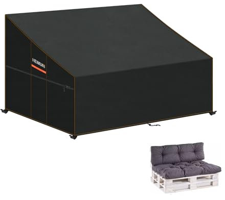 HEIMUNI Palettenbank Abdeckung Wasserdicht, Paletten-Sofabezug, Palettenbank Schutzhülle Winterfest, Anti-UV Abdeckung für Palettenkissen, Abdeckhauben für Palettensofa Palettencouch 138x99x80/40cm