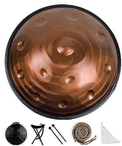 IkErna Handpan -Trommeln D Kleiner, Stahlhandtrommel Mit Weicher Handpfanne, 2 Handpan Hammer, Handpan -Ständer, 9/10/12 Notizen/12 Notes/432Hz