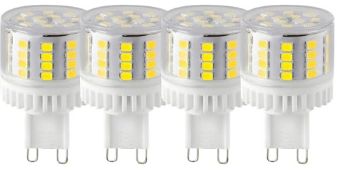 HUAMu LED Leuchtmittel G9 5W,Flach Rund,52 LED-Chips,Ersatz 50W G9 Halogenlampen,6000K Kaltweiss,500 LM,360 Grad Abstrahlwinkel, AC 220-240V,Nicht Dimmbar,4 Stück