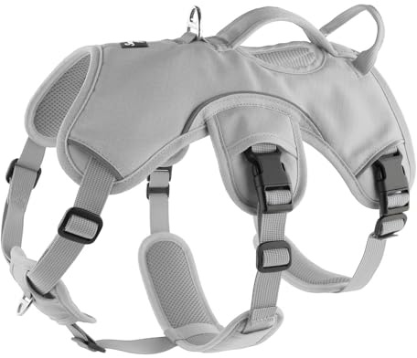 Snootiful Hound Sighthound Harness for Greyhounds, Whippets & Lurchers – Escape Proof Padded 3-Point Dog Harness - Secure Fit, No Pull Harness For Deep-Chested Breeds (Grey, Small)