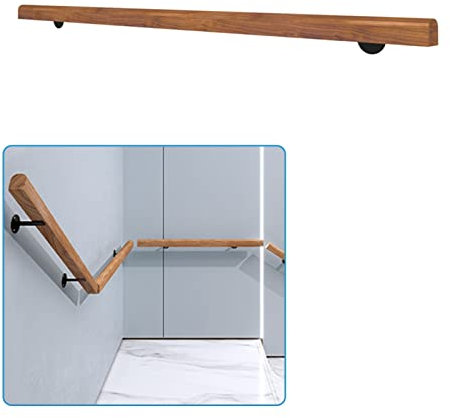 1 Fuß bis 15 Fuß rutschfeste Holzhandläufe für Innentreppen, Handläufe für Treppen im Freien mit Halterungen, Hardware-Komplettset, Wandmontage, barrierefreier Haltegriff für Treppen (einfarbig, 12 Fu