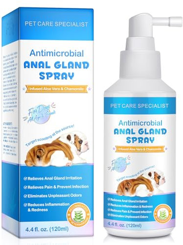 Hunde Analdrüsen Spray-120 ml Lindert schnell Analdrüsenreizungen und lindert Juckreiz,Stoppt das Scharren,Beseitigt hartnäckige Gerüche,Schmerzlindernd und Juckreizstillend,Sicher für alle Tiere