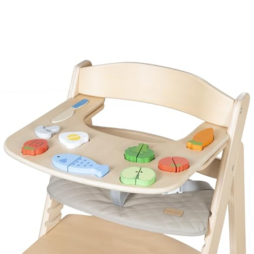 roba Essbrett mit Spielelementen, Montessori - Passend für Hochstuhl Sit Up Flex - Inkl. 9 Elemente zum Spielen - Ab 6 Monaten - Holz natur