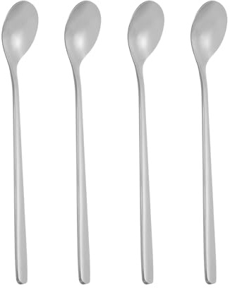 PATIKIL Cuchara Larga para Té Helado, 4Pcs 6 Acero Inoxidable 304 Cucharas Largas para Café Cucharas de Cóctel para Revolver Cócteles Té Helado Accesorios para Bar de Café, Tono Plateado