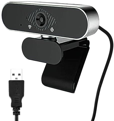 HD Webcam (1080P/30fps) for PC With Microphone 90°View Computer Camera Noise Canceling for PC MAC Auto Light Correction Plug & Play USB Web Camera Streaming Live Video Calling Brighter Images Webcam