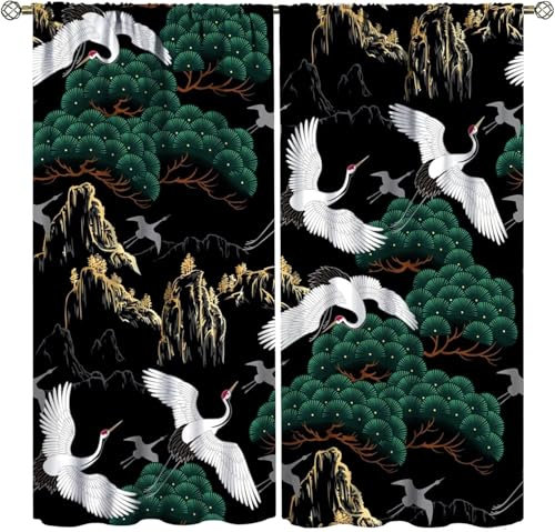 Vorhang Kinderzimmer Tiere Vögel Kinder Vorhänge Mit Ösen Polyester Gardinen Thermovorhang Blickdicht Ösenschal Kindergardinen 140X160 cm (B + H) Für Wohnzimmer,2Er Set-189858435