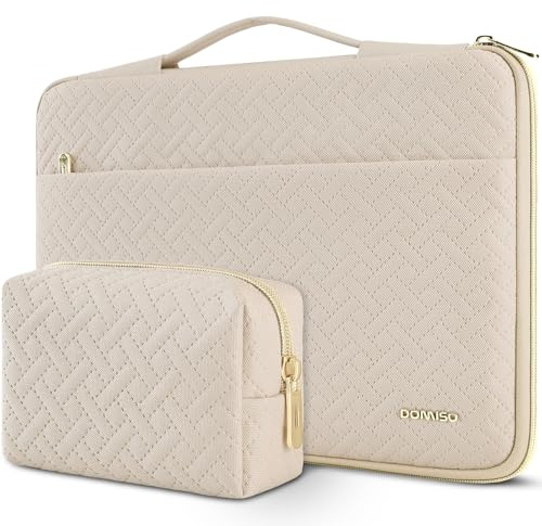 DOMISO Laptoptasche Laptop Tasche Hülle für MacBook Air 15 zoll M5(2026) M4 M3 M2,14-15 zoll HP Dell ASUS Lenovo,Laptophülle Damen Notebook Sleeve Case Bag Schutzhülle mit Zubehörset,Beige