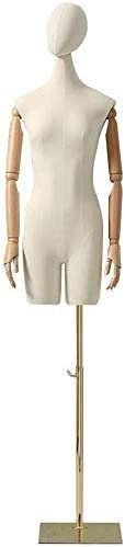 HPTHLY Weibliche Schaufensterpuppe, Torso, Schaufensterpuppe, Körper, weibliche Schaufensterpuppe, Torso, menschlicher Torso, Trageform, Rad, höhenverstellbar, Schmuckdisplay, 3 Farben, Gold