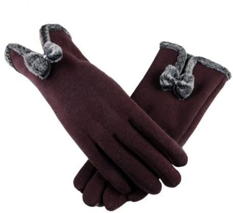Pegsmio Damen Herbst Winter Kaschmir Vollfinger Warme Spitze Baumwolle Handschuhe, B Braun, One size