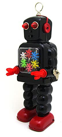 AYUNJIE Retro Wind Up Toy MS436 Gear Robot Adult Tin Toy Photography Props Creative Vintage Collectible Kids Gift for Boys Girls Parent-Child Interaction (Black)