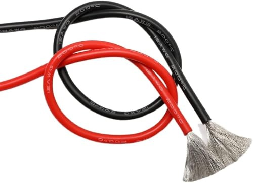 BULINO Cavo Elettrico Tubo Casa 10 Metri 10AWG a 26 AWG Filo Speciale Morbido ad Alta Temperatura Filo in Silicone 5 Metri Rosso e 5 Metri Nero Colore Terreno Elettronica (Dimensioni: 18 AWG)(18 AWG)