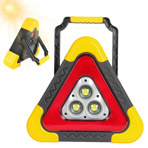 Led Warning Triangle,4 Modes Waterproof Warning Triangles Emergency Lamp,USB Charging,Car Breakdown Emergency Safety Triangle Stop Sign Roadside Reflective Triangle with Weighted Base (L)