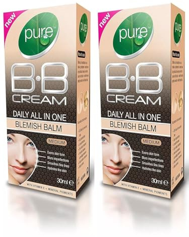 2× Pūre | Daily all in one - Blemish Balm BB Cream - Medium Shade | Vitamin E & Mineral Pigments | Evens Skin Tone & Blurs Imperfections & Smoothes Fine Lines & Hydrates Skin | 30mL Each [TWIN PACK]