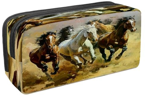 VAPOKF Trousse à crayons avec fermeture éclair pour garçons et filles, fournitures scolaires et de bureau, chevaux au galop, multicolore, 2.3x8.2x3.9in/6x21x10cm, Trousse à crayons