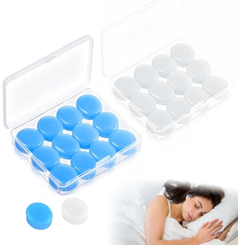 24 PCS Ear Plugs Reusable Silicone Waterproof Noise Cancelling Silicone Ear Plugs for Sleeping,Moldable, Travel, Studying